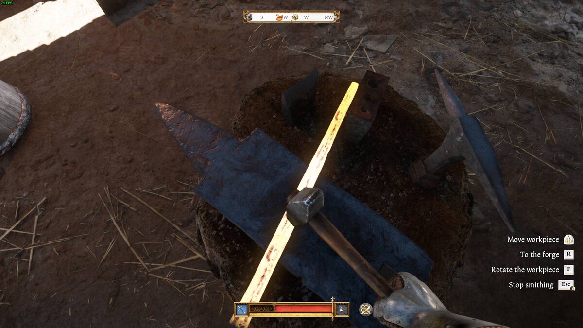 Kingdom Come Deliverance 2 Blacksmithing: smithing process.