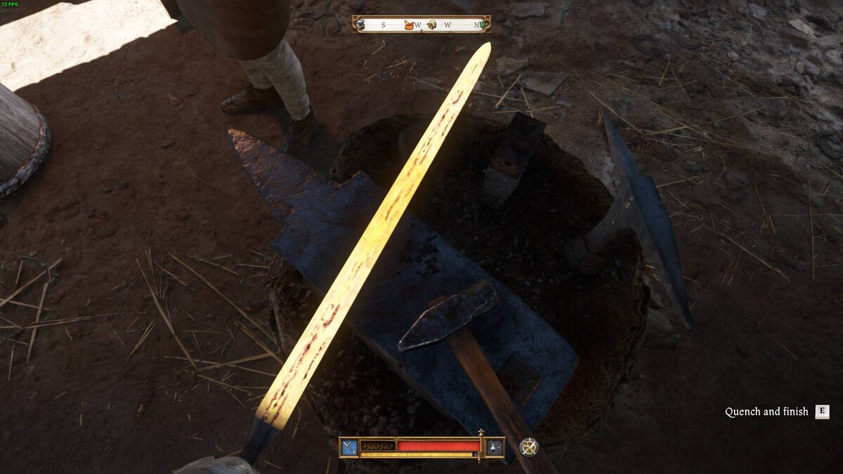 Kingdom Come Deliverance 2 Blacksmithing: smithing process.