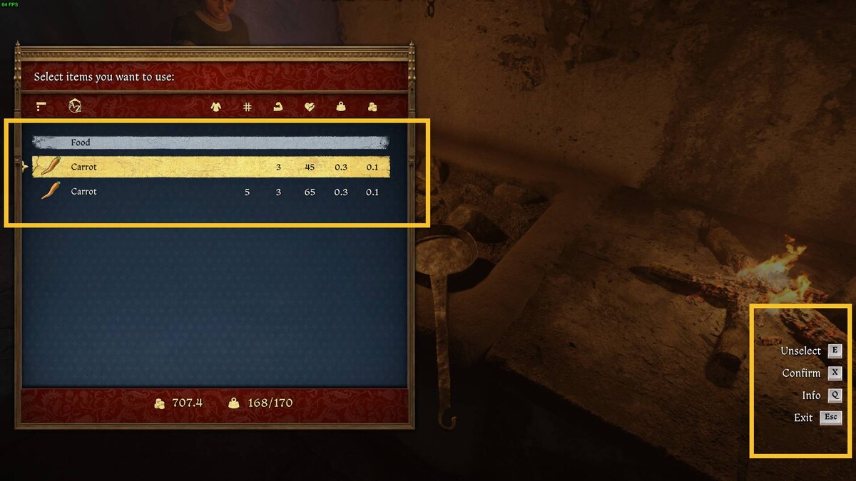 Kingdom Come Deliverance 2 how to cook: inventory.
