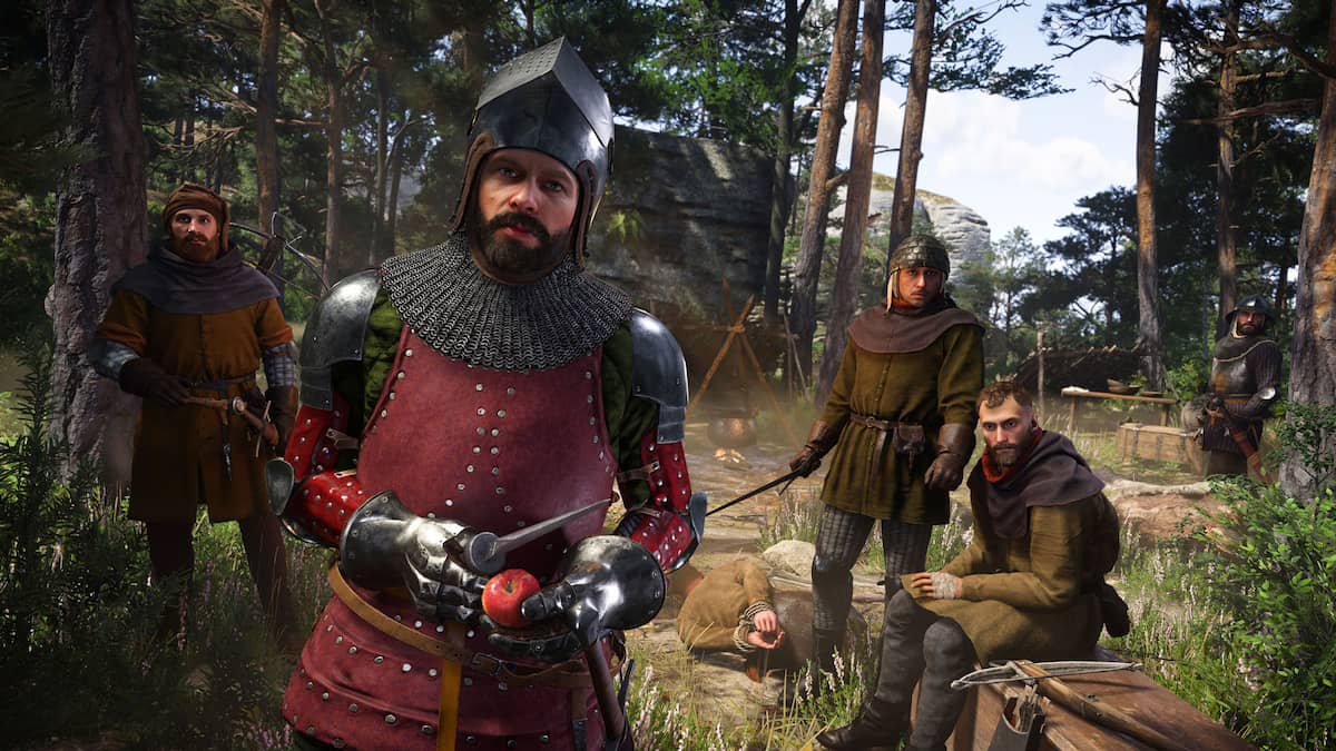 Image of a group of four bandits from the game Kingdom Come: Deliverance 2.