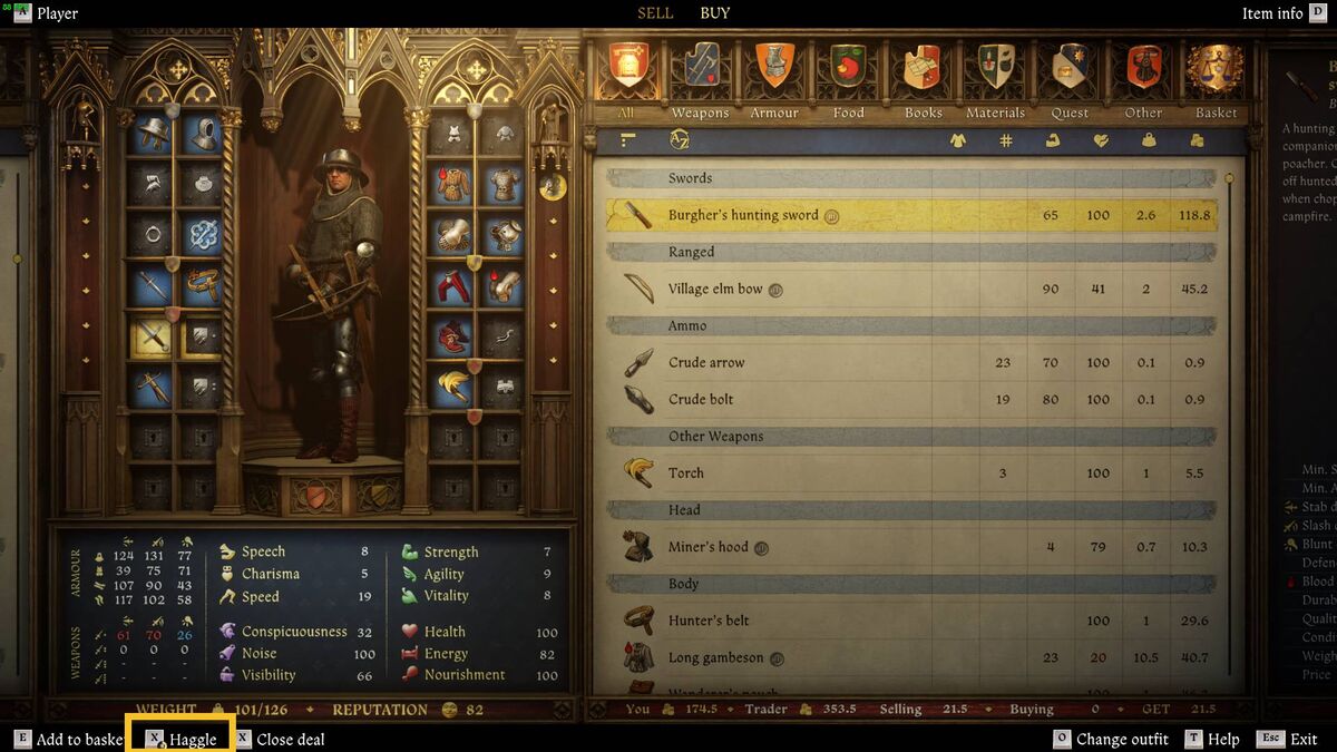 Kingdom Come Deliverance 2 haggle: merchant menu.