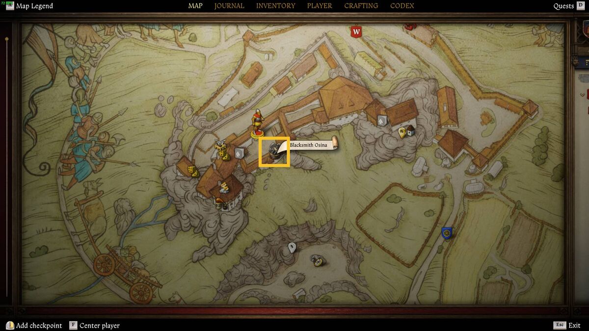 Kingdom Come Deliverance 2 Knight's Sword recipe: map of Trosky.