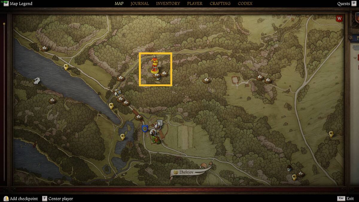 Kingdom Come Deliverance 2 Knight's Sword recipe: map of Trosky region.