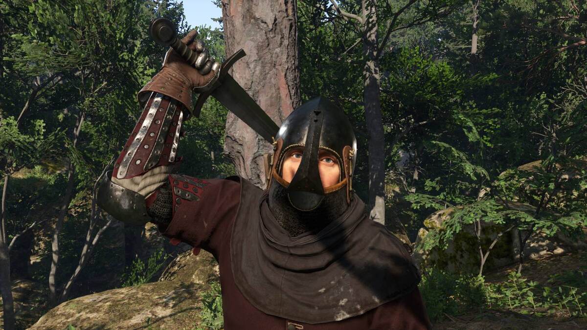 Kingdom Come Deliverance 2 Knight's Sword recipe: Henry brandishing a Knight's Sword.