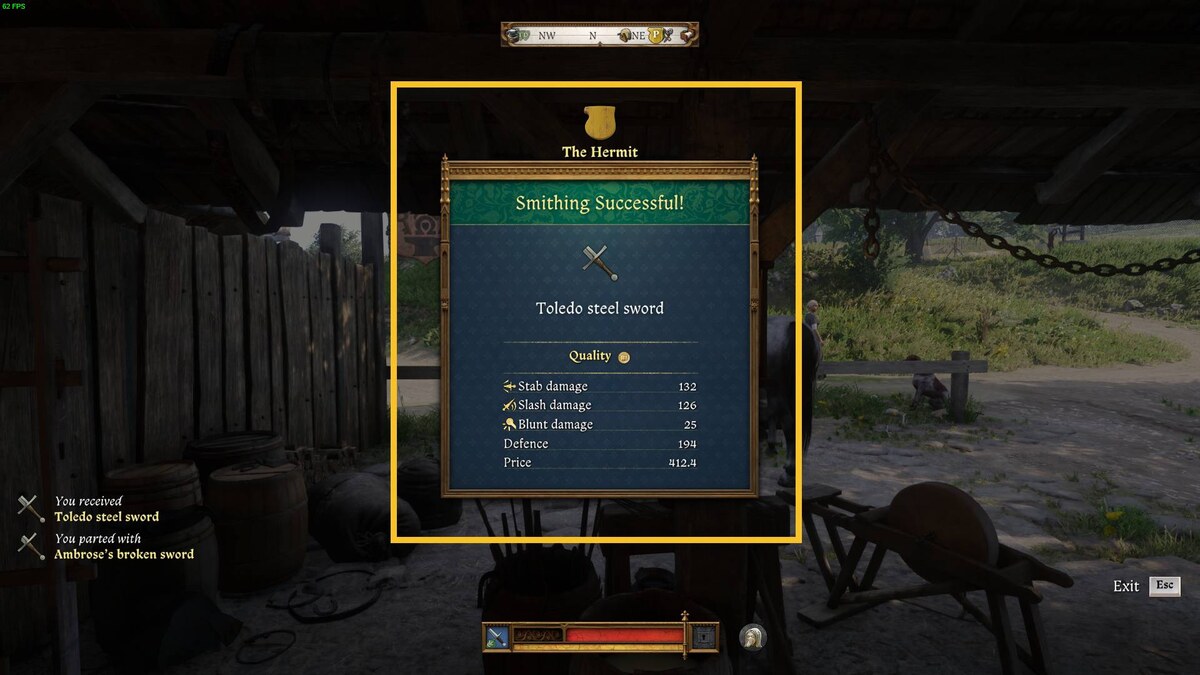 Kingdom Come Deliverance 2 The Hermit: menu.