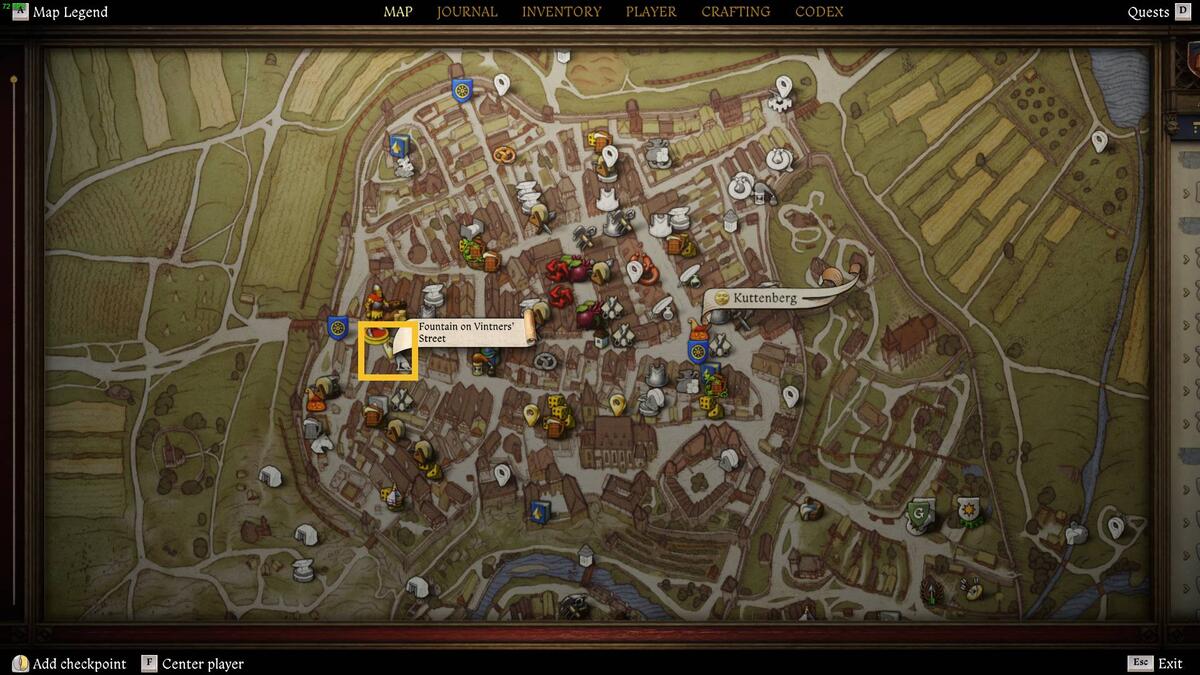 Kingdom Come Deliverance 2 Thieves' Code riddle: Kuttenberg map.