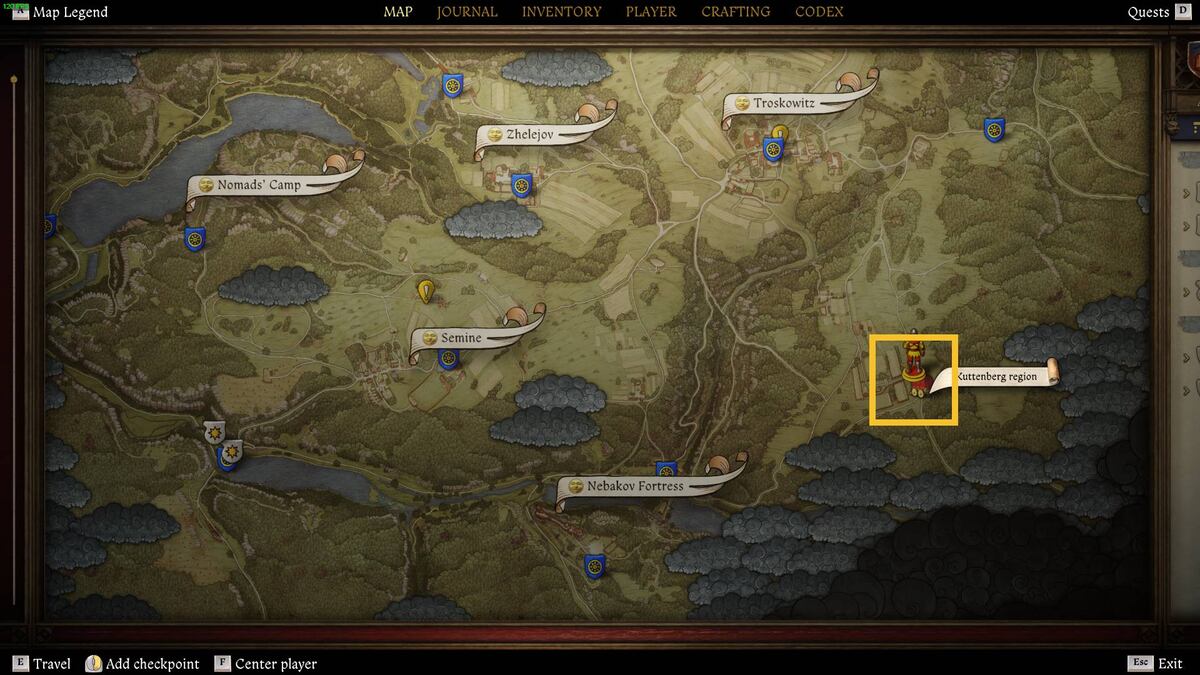 Kingdom Come Deliverance 2 travel between regions: map.