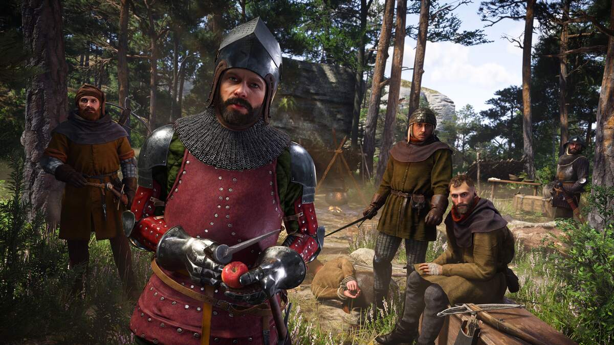 Kingdom Come Deliverance 2 trophies and achievements: bandits in a small camp.