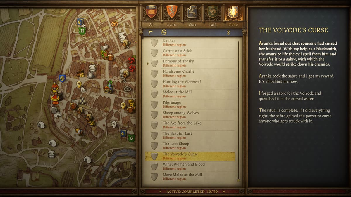 Image of the journal entry for the Voivode's Curse task in Kingdom Come: Deliverance 2.