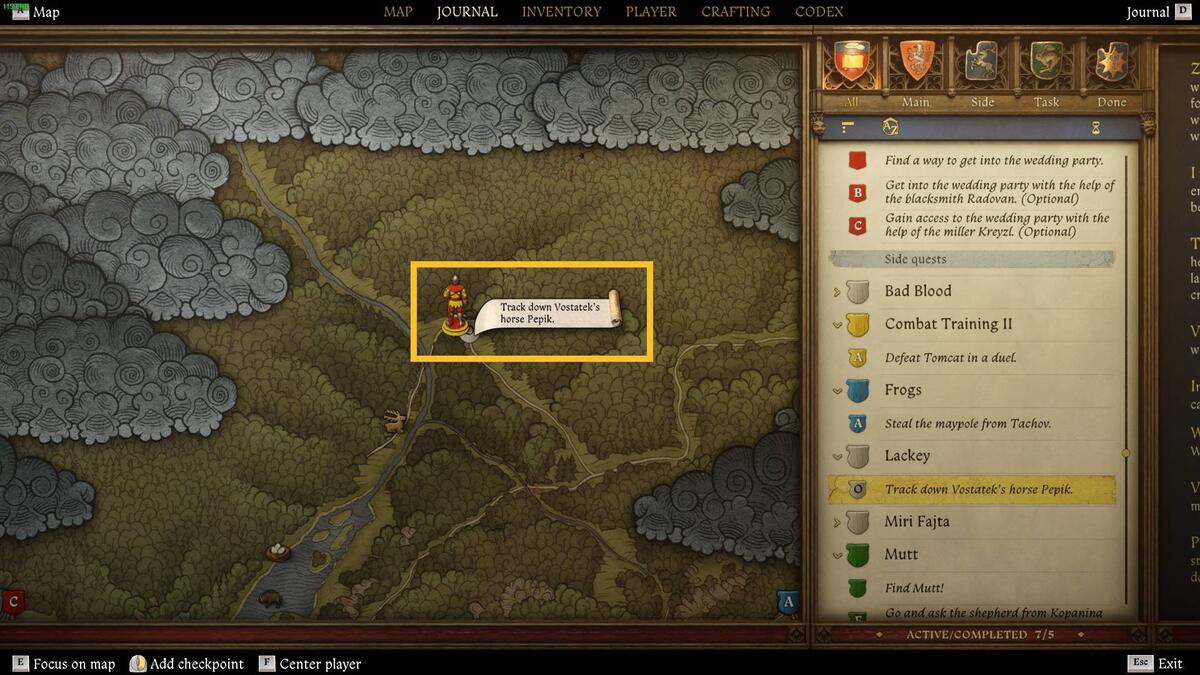 Kingdom Come Deliverance 2 find huntsman Vostatek: map.