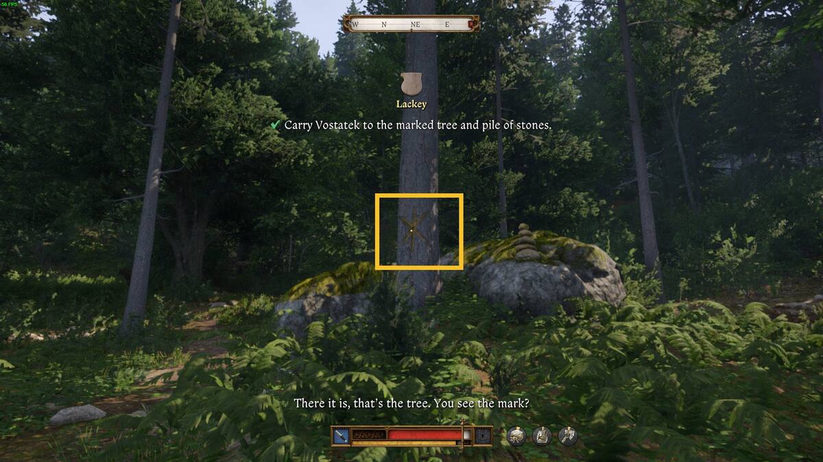 Kingdom Come Deliverance 2 find huntsman Vostatek: tree marking.