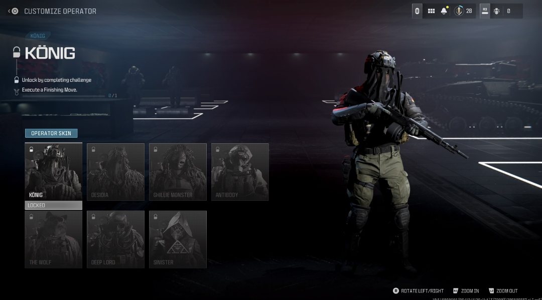 menu screen for Konig in mw2