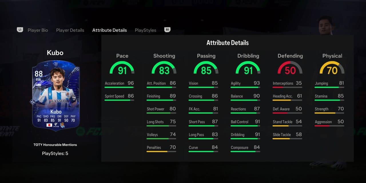 kubo toty honourable mentions player profile fc 24