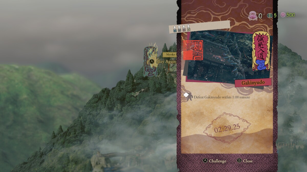Kunistu-Gami Path of the Goddess boss list: stage selection screen.