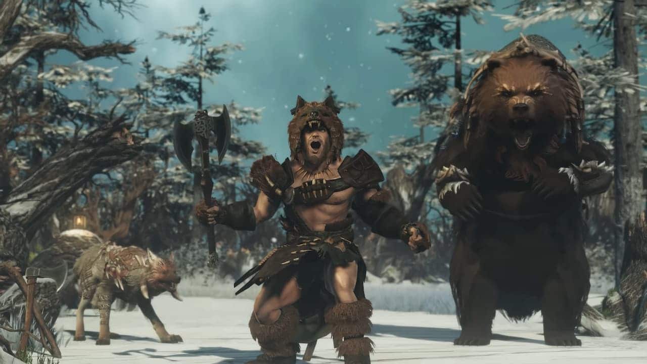 A Last Epoch character roaring with a bear
