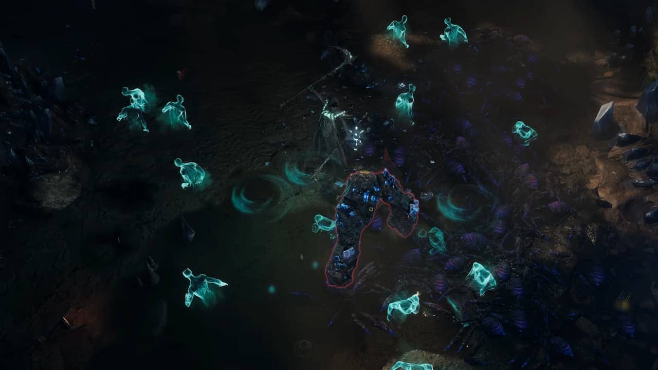A player in Last Epoch fights enemies with ghosts.