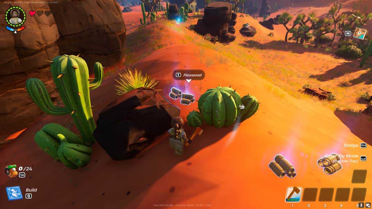 LEGO Fortnite how to get Flexwood: Flexwood on the ground after cutting down a cactus