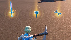 A LEGO Fortnite leak shows a screenshot of a character wielding a sword.