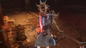 Lies of P Fable Arts explained: P uses a Fable Art to launch a jumping strike against an enemy.