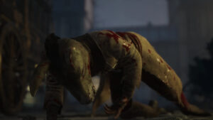Lies of P tips and tricks: Mad Donkey falls to the ground after losing his boss fight.