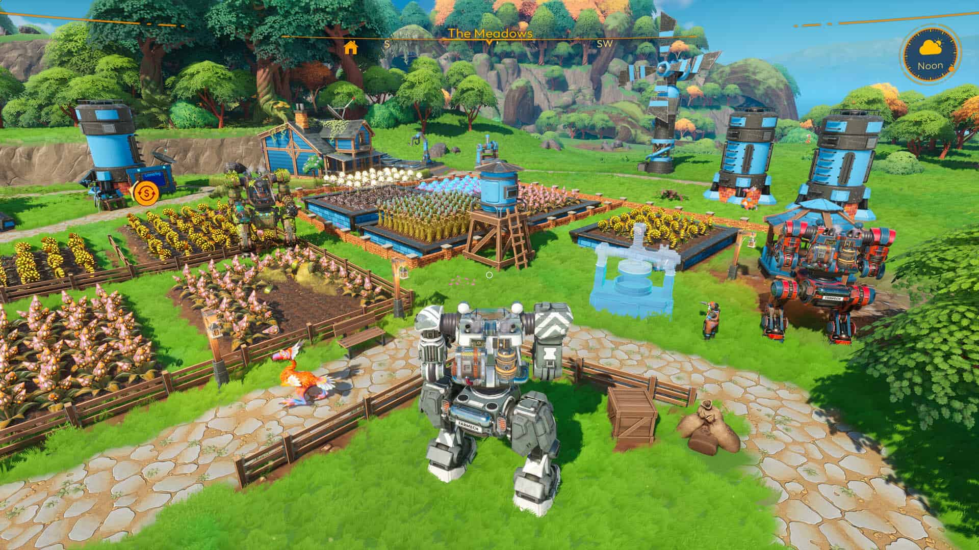 Lightyear Frontier release date - an image of the mech looking over crops.