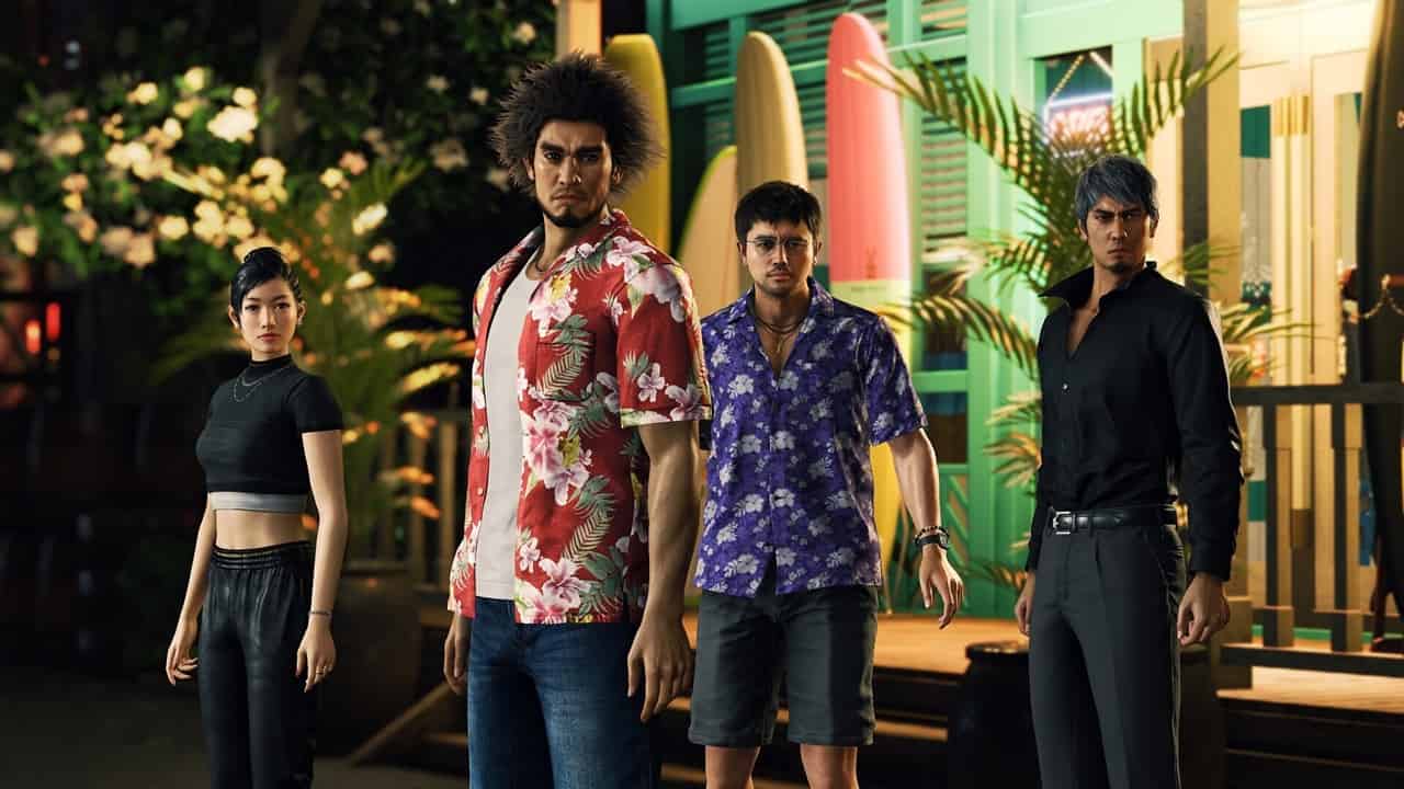 An image of four party members in Like a Dragon Infinite Wealth. Image from Sega.