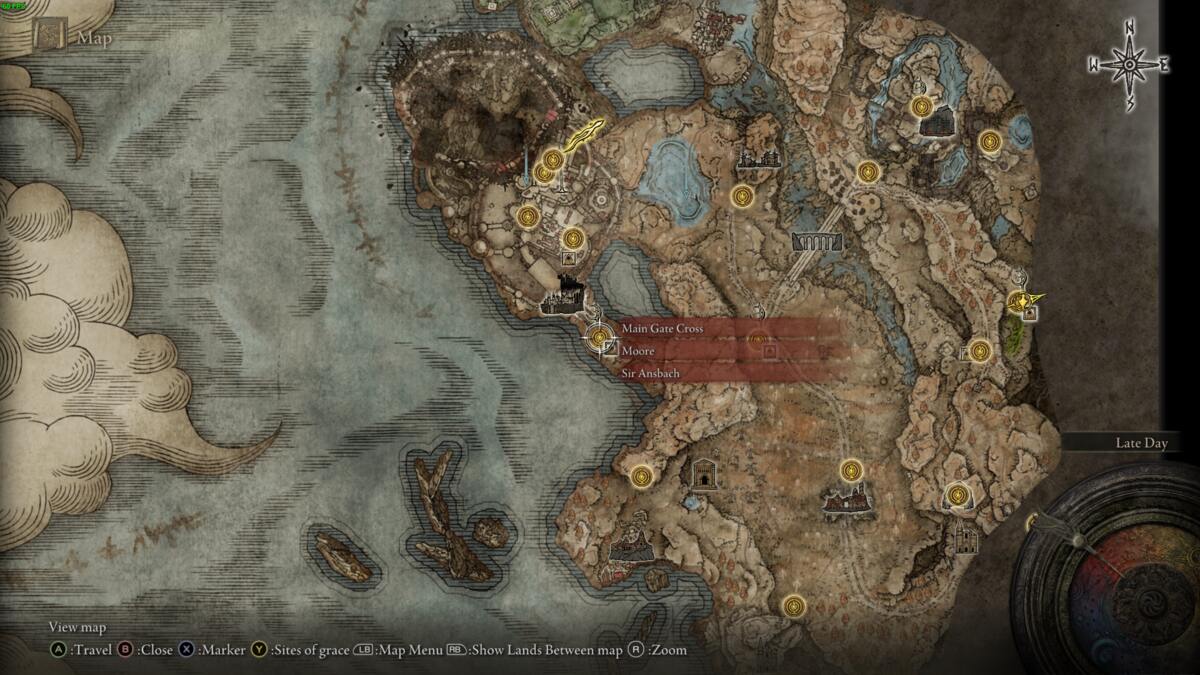 Elden Ring Shadow of the Erdtree Thiollier: Moore location on the map.