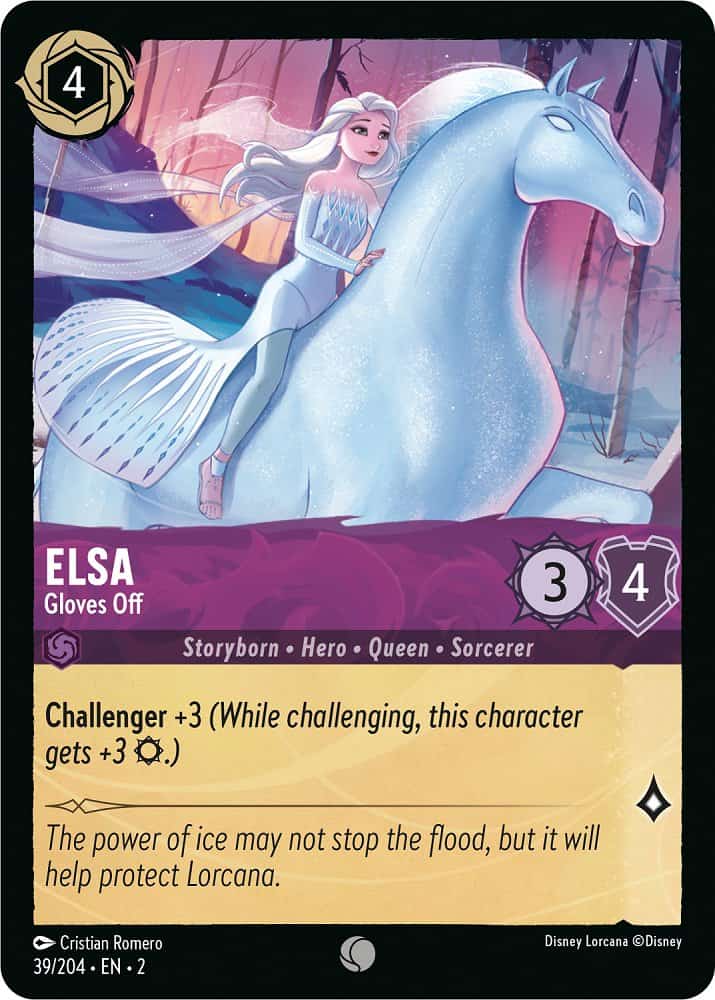 A card featuring a girl riding a horse in Disney Lorcana Rise of the Floodborn or Chapter 2.