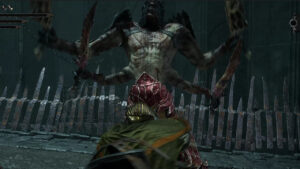Top 10 best weapons in Lords of the Fallen ranked: A player stabs a four-armed boss.