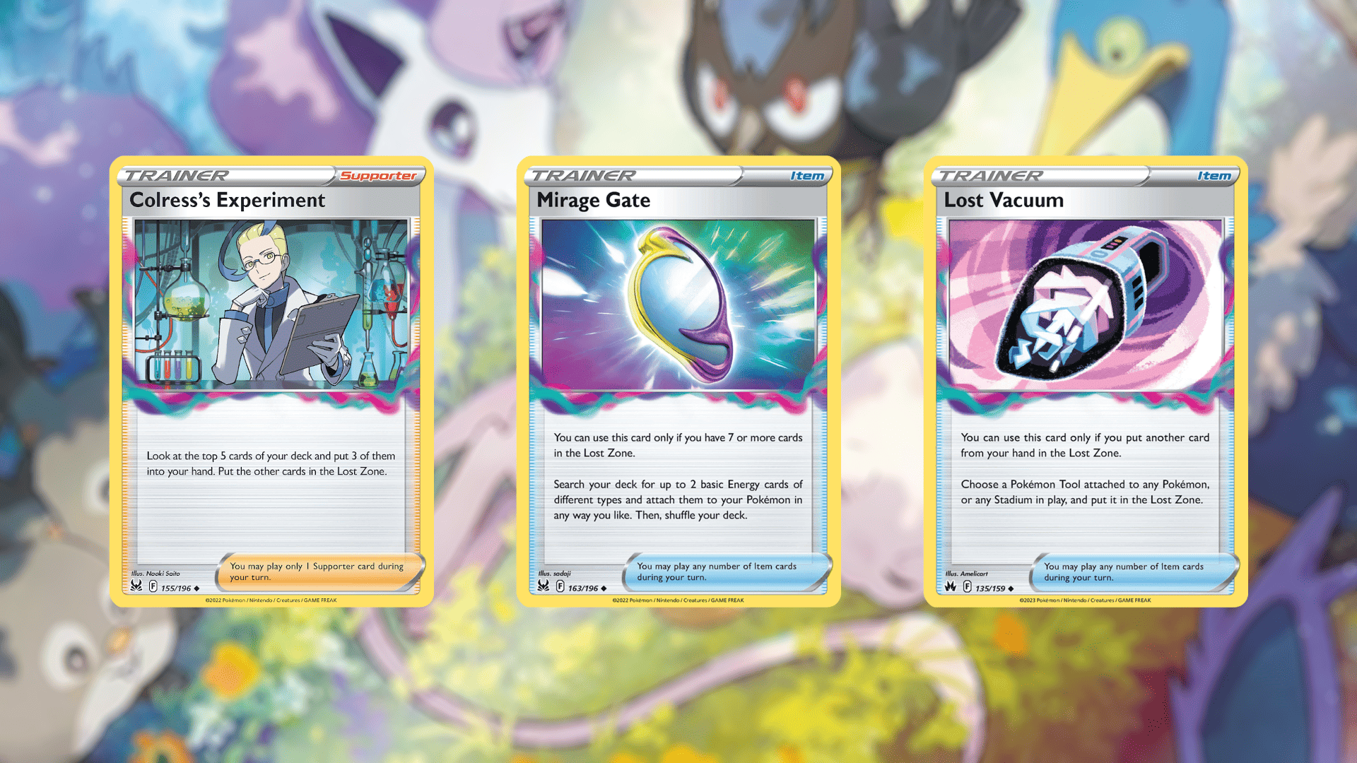 Picture of Lost Zone trainer cards for Pokemon TCG