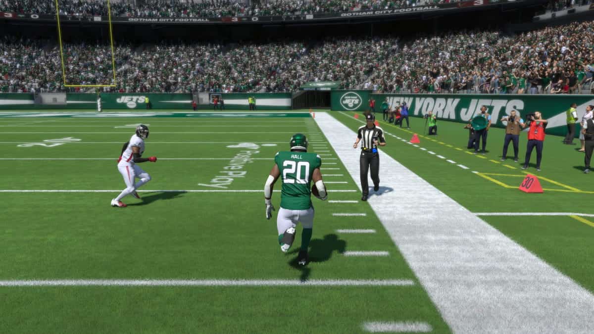 best young players madden 24: Breece Hall runs down the sideline