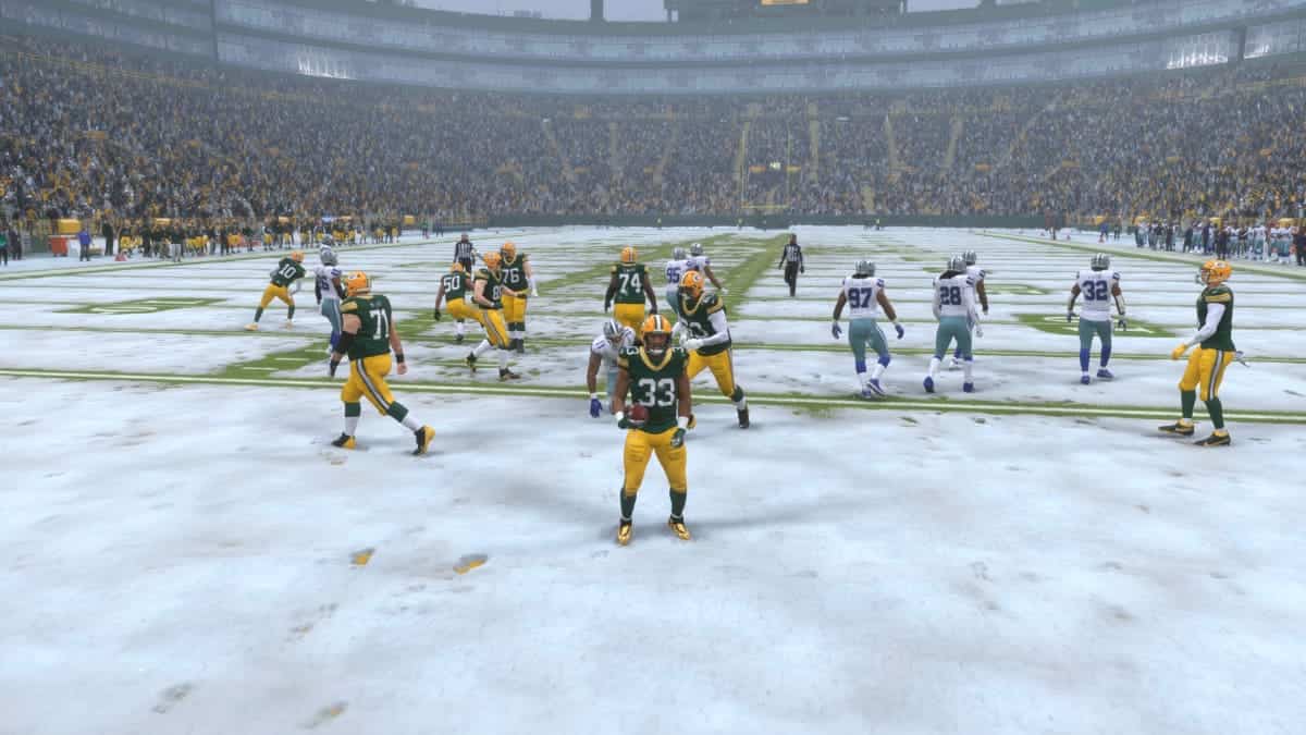 The Green Bay Packers are playing in a snowy stadium, while Madden 24 trolls the Cowboys after their abysmal loss in the NFL Playoffs.