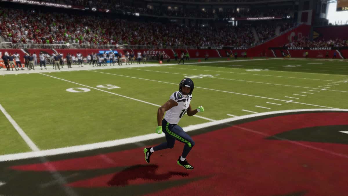 A football player competing in a Madden 24 video game, participating in a Division Dynasty league.