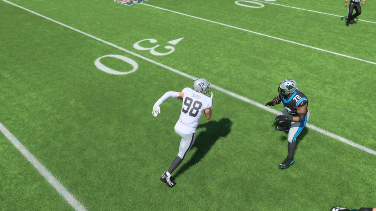 An nfl game with two players on the field featuring Madden 24.