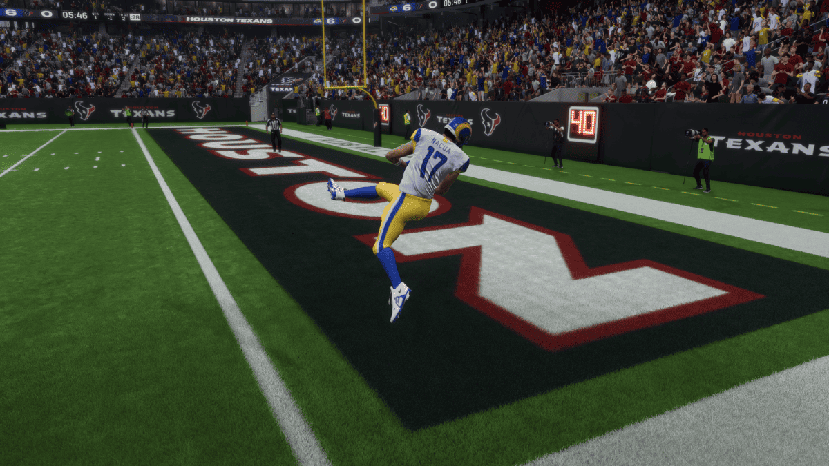 In the popular video game Madden 24 Blitz, a football player is seen kicking a ball on the virtual field.
