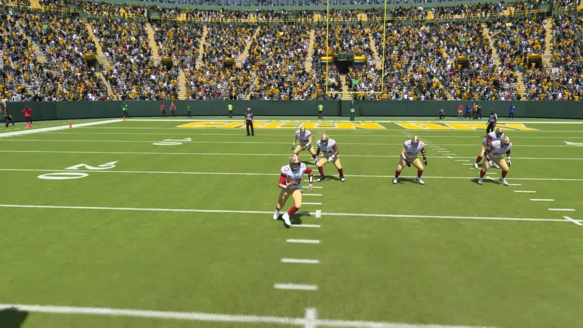 An image of a football game on the field showcasing Madden 24.