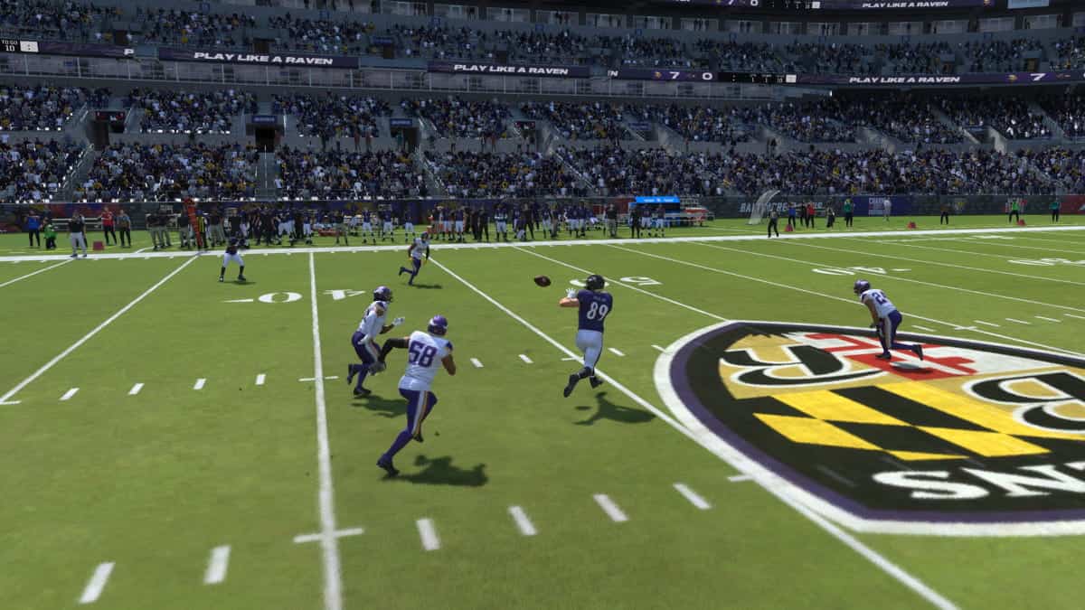 Baltimore Ravens NFL Madden 24 PS4 screenshot featuring TE ratings.