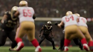 Madden 25 best LB ratings: Demario Davis surrounded by various football players during a game.