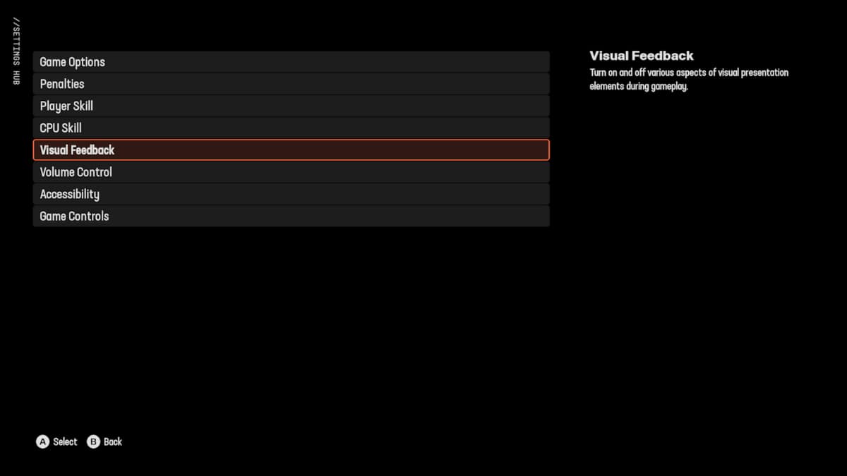 Madden 25 how to change camera: Head to the Visual Feedback section.