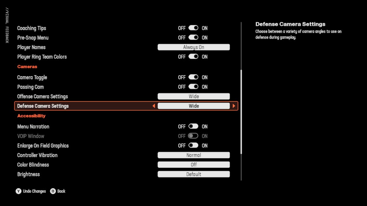 Madden 25 how to change camera: Select the angle you need.