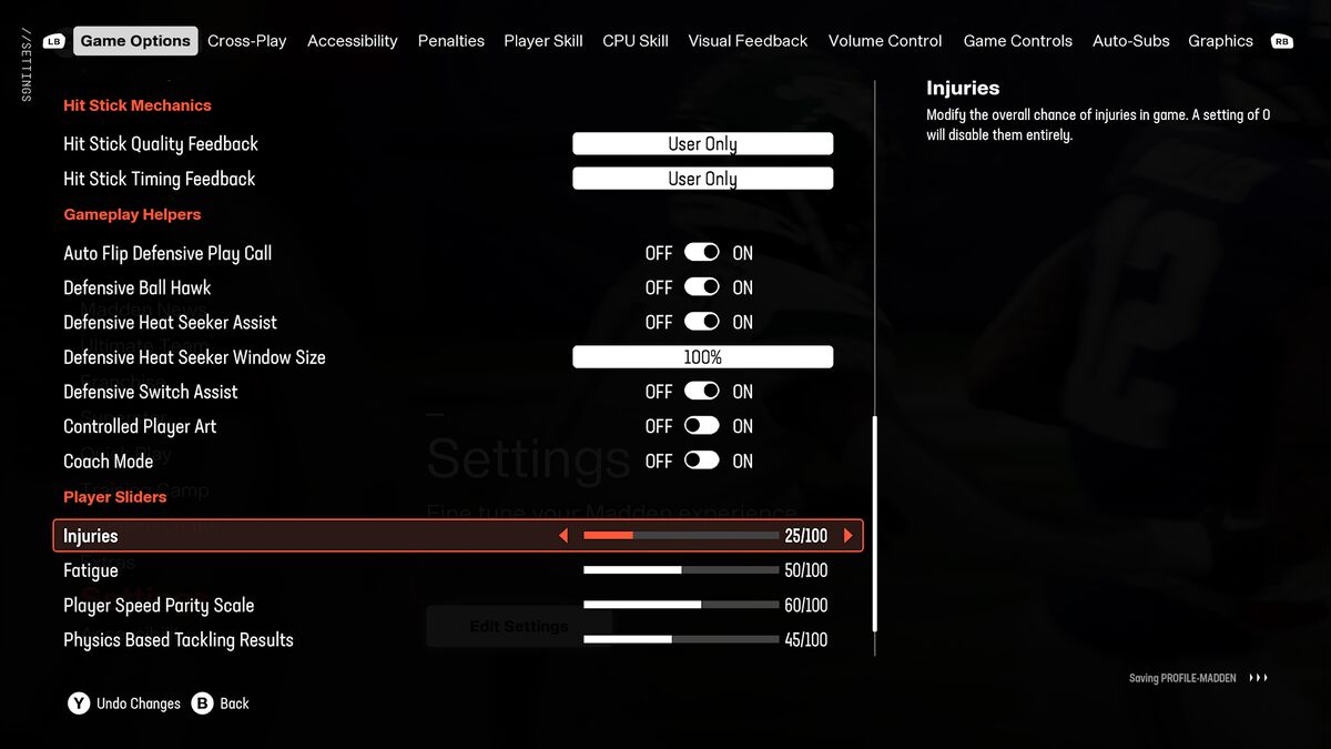 Madden 25 sliders: The best sliders for Game Options in Madden 25.