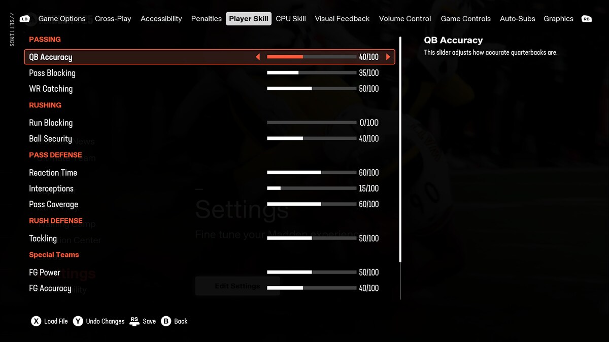 Madden 25 sliders: The best sliders for Player Skill in Madden 25.