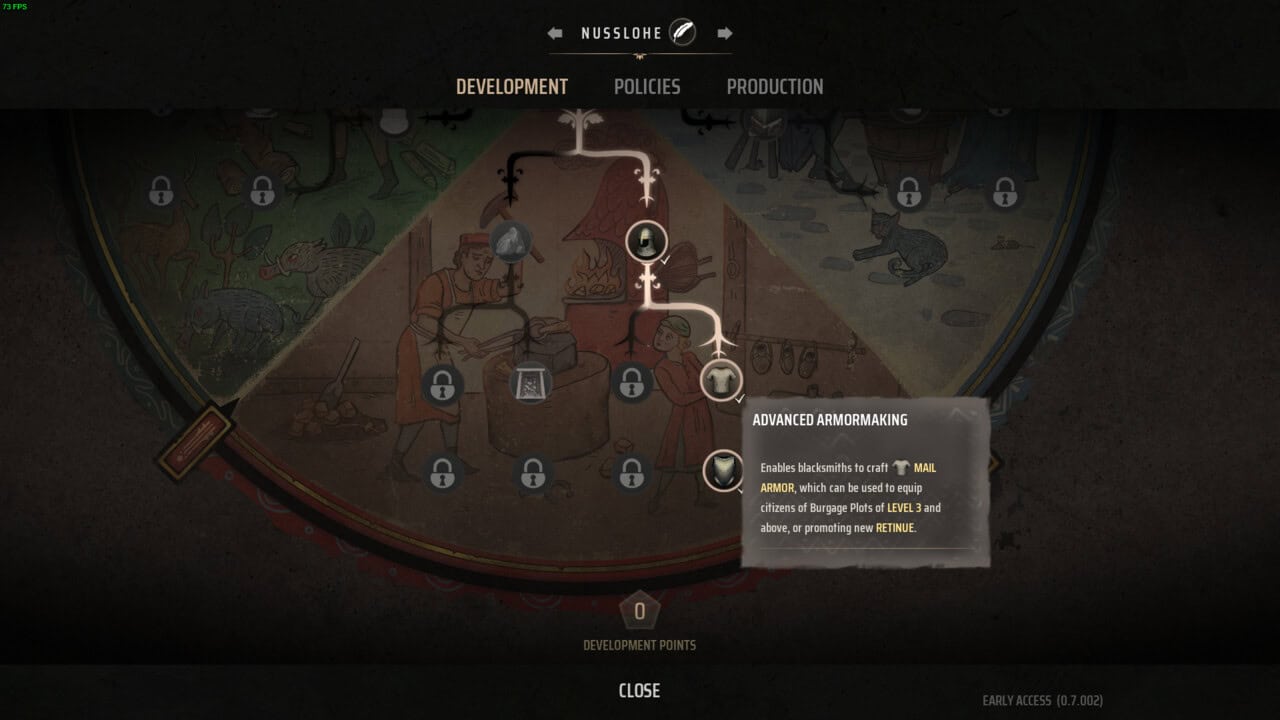 Manor Lords best Developments: Advanced Armormaking in the tech tree.