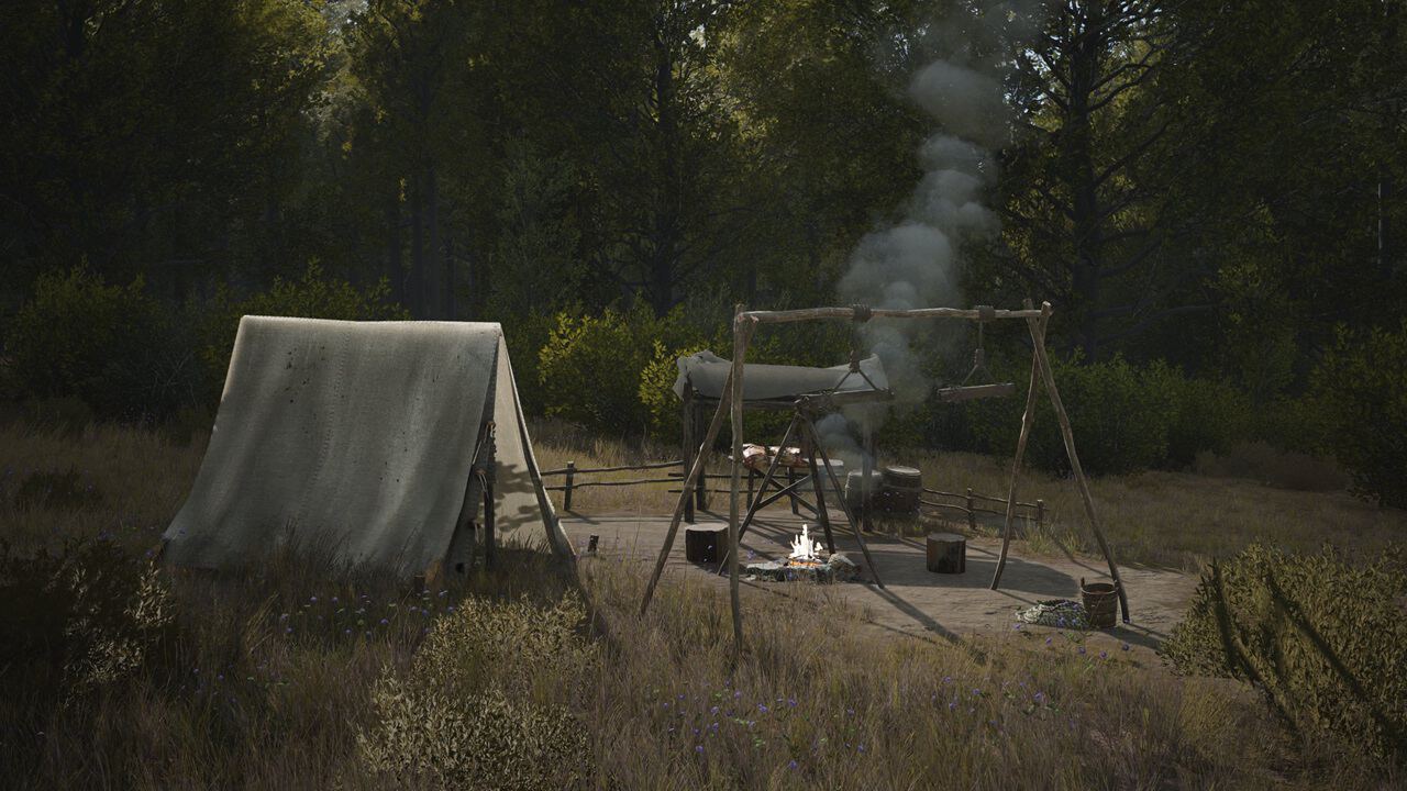 Manor Lords demo: A hunting camp in the game. Image via Slavic Magic.