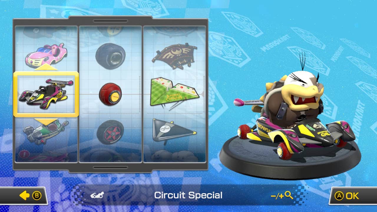 Mario Kart 8 best combos for 200cc: Morton using the Circuit Special, Roller and Paper Glider