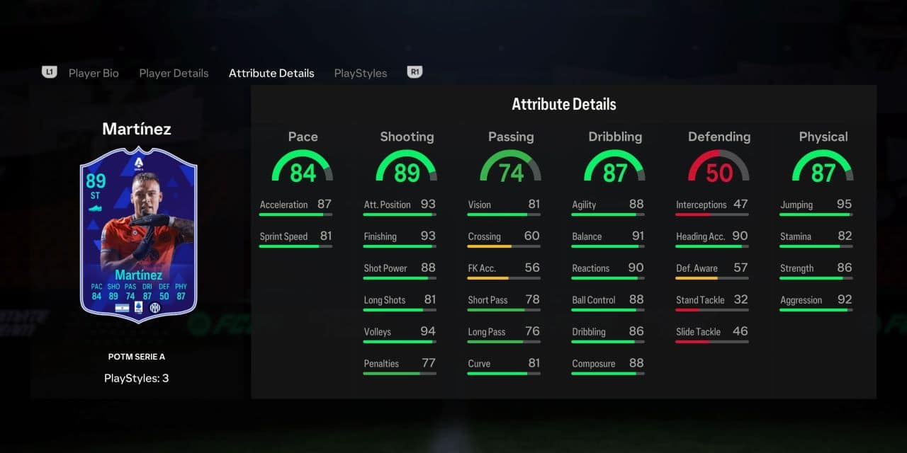 martinez potm player profile fc 24