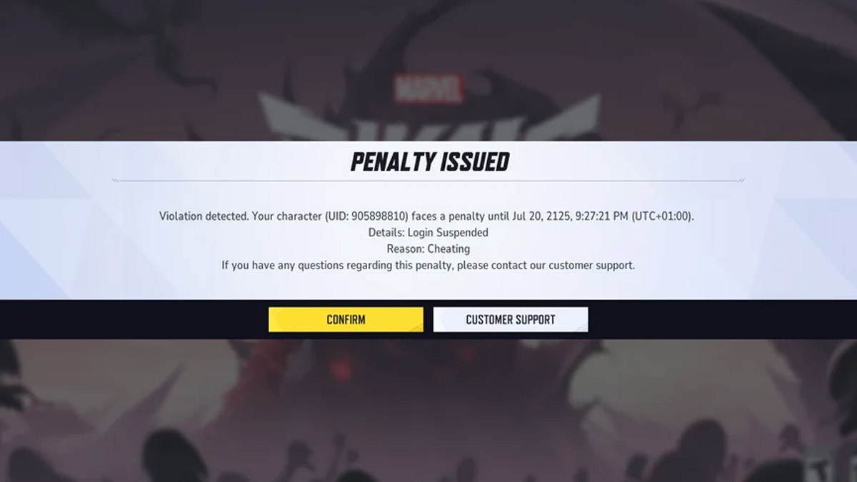 Marvel Rivals ban for 100 years