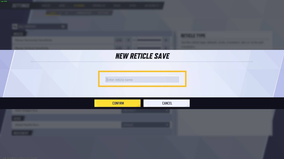 Marvel Rivals Crosshairs menu