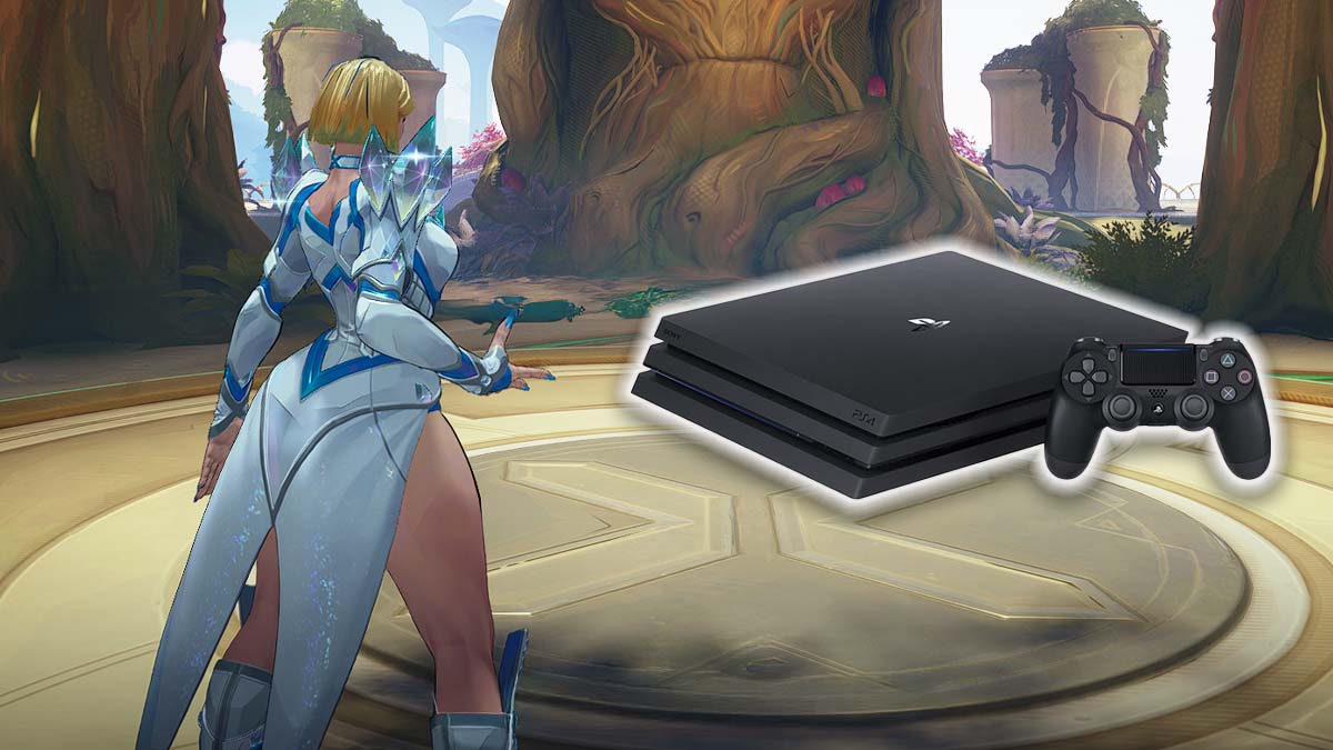 Emma Frost in Marvel Rivals next to PlayStation 4