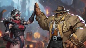 Invisible Woman and The Thing doing high five in Marvel Rivals